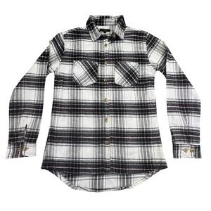 Women's Flannel Plaid Western Canyon‎ Creek Long Sleeve White Black Pink